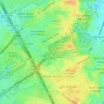 Upper Bicutan topographic map, elevation, terrain.